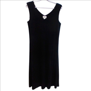 CHICOS Travelers Sleeveless VNeck Midi dress Black Stretchy Sz Med  EUC